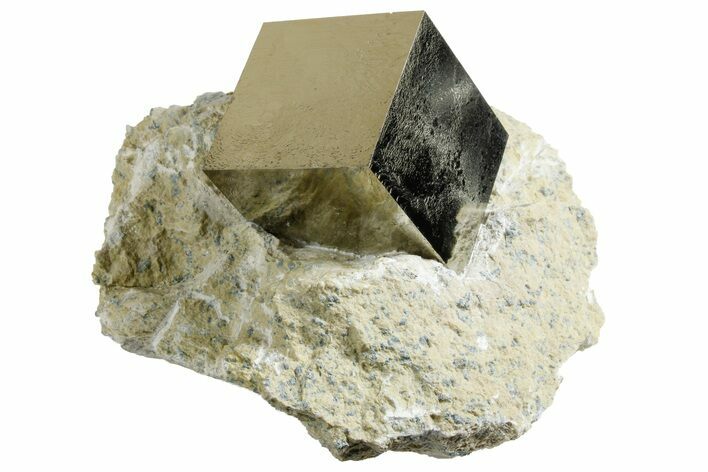 Pristine, Natural Pyrite Cube In Rock - Navajun, Spain #177102